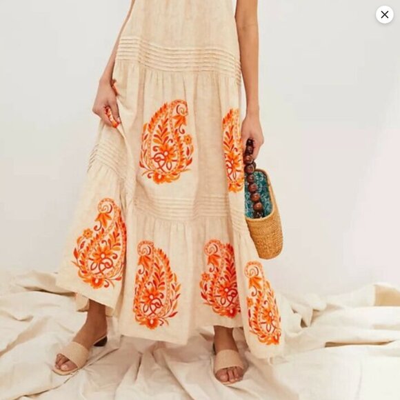 Anthropologie Felicity Embroidered Cutout Maxi Dress Large - Picture 2 of 10